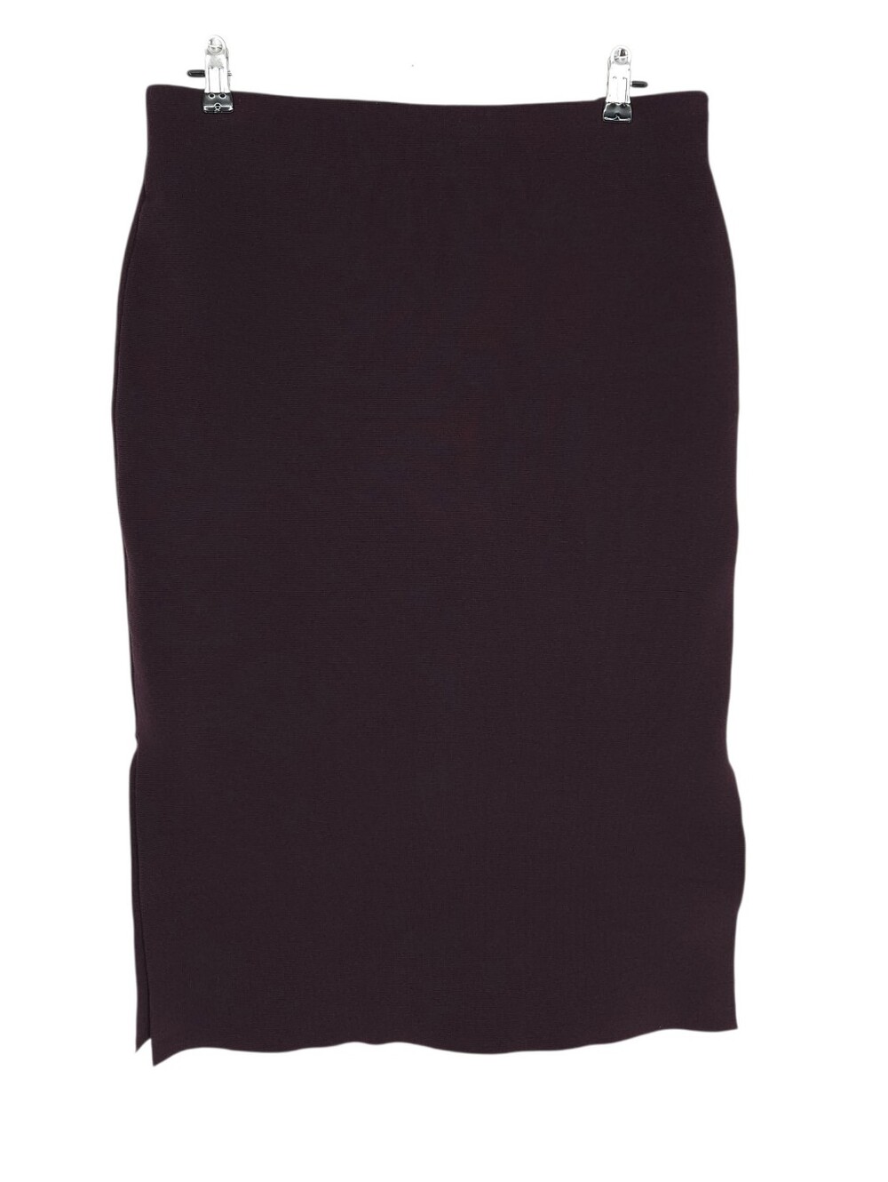 Express Midi Straight Pencil Skirt Plum Pull On Stretch Waist Knit Large